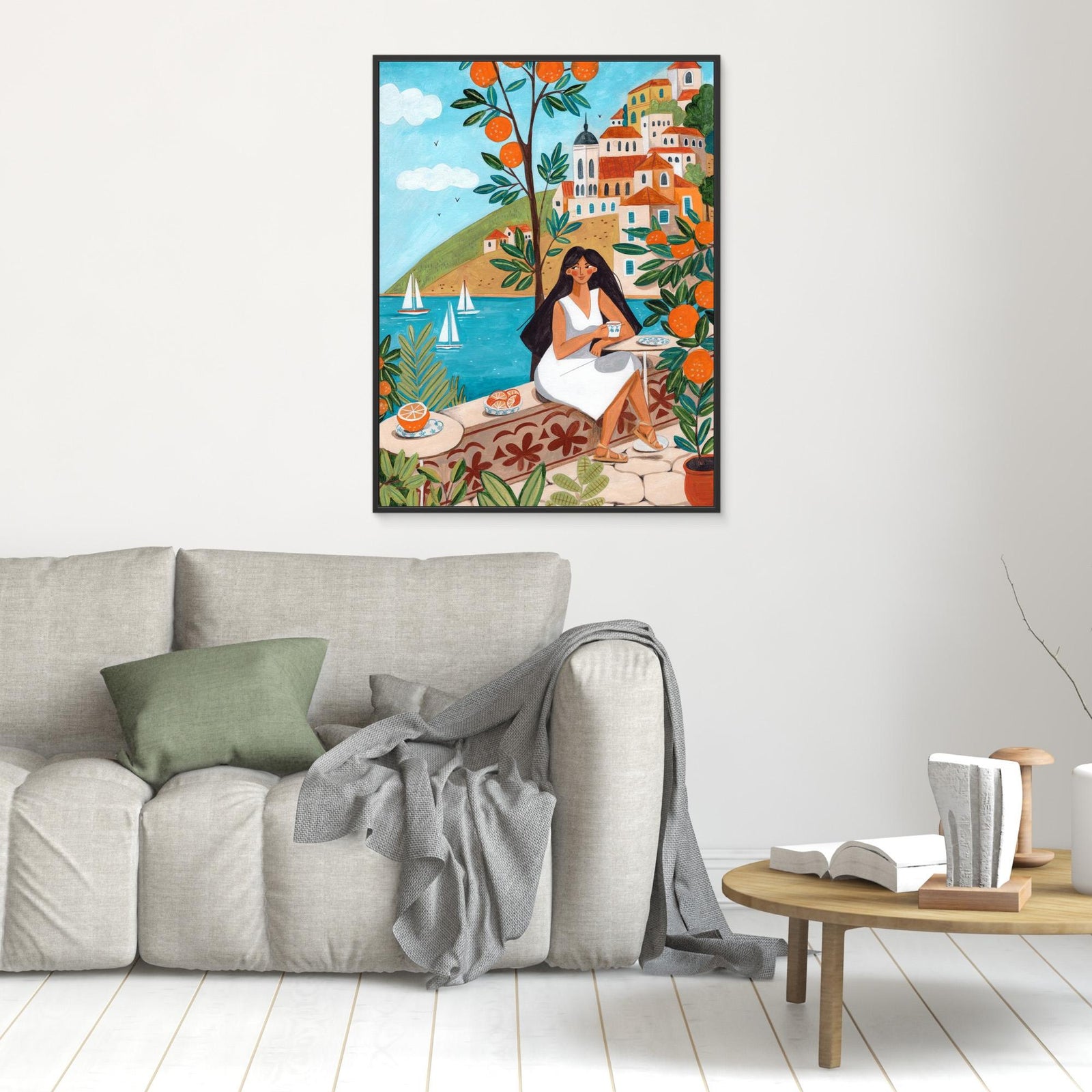 Canvas Print - Woman on the Mediterranean Coast by Caroline Bonne Müller
