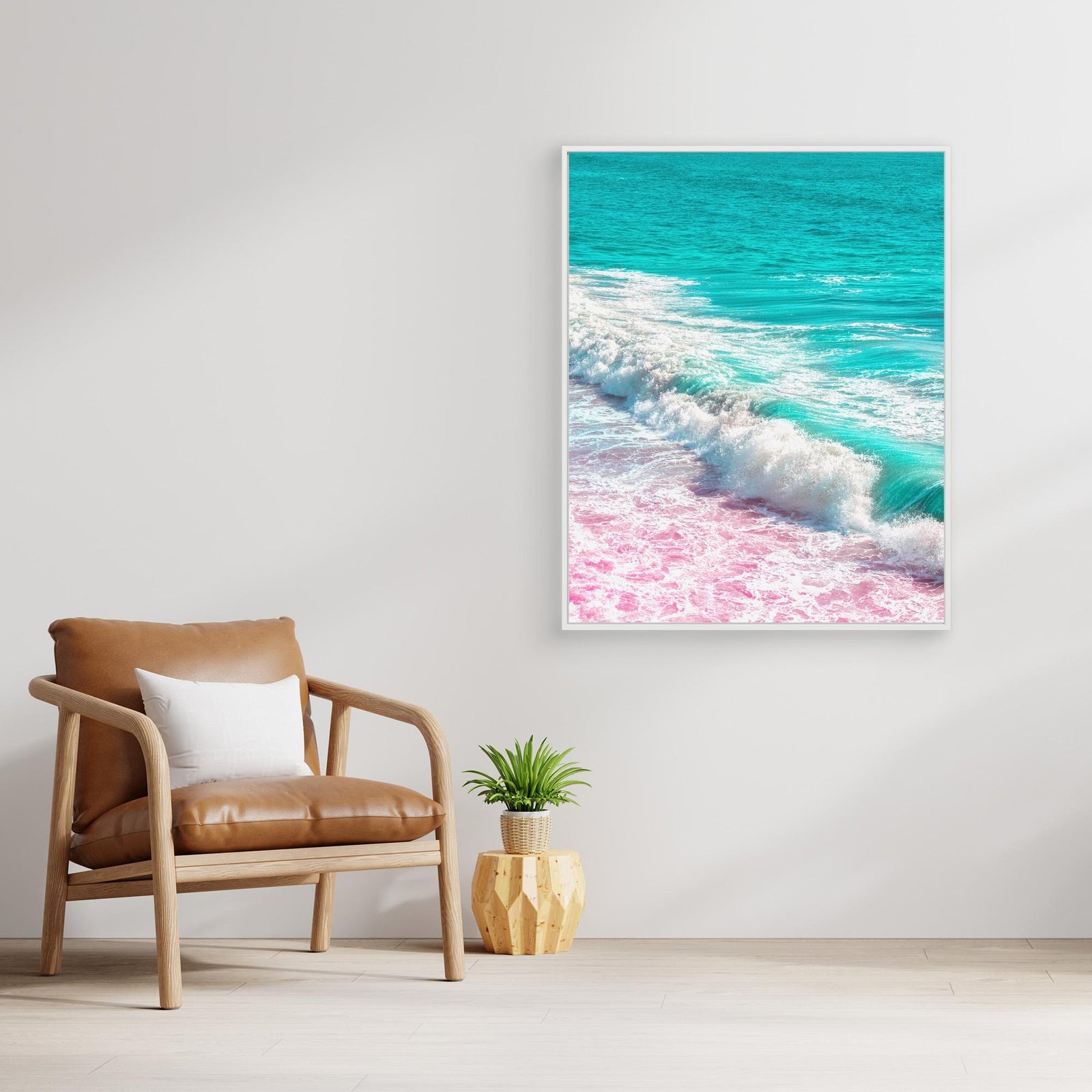 Canvas Print - Waves Crashing in Pink and Blue by Tom Windeknecht