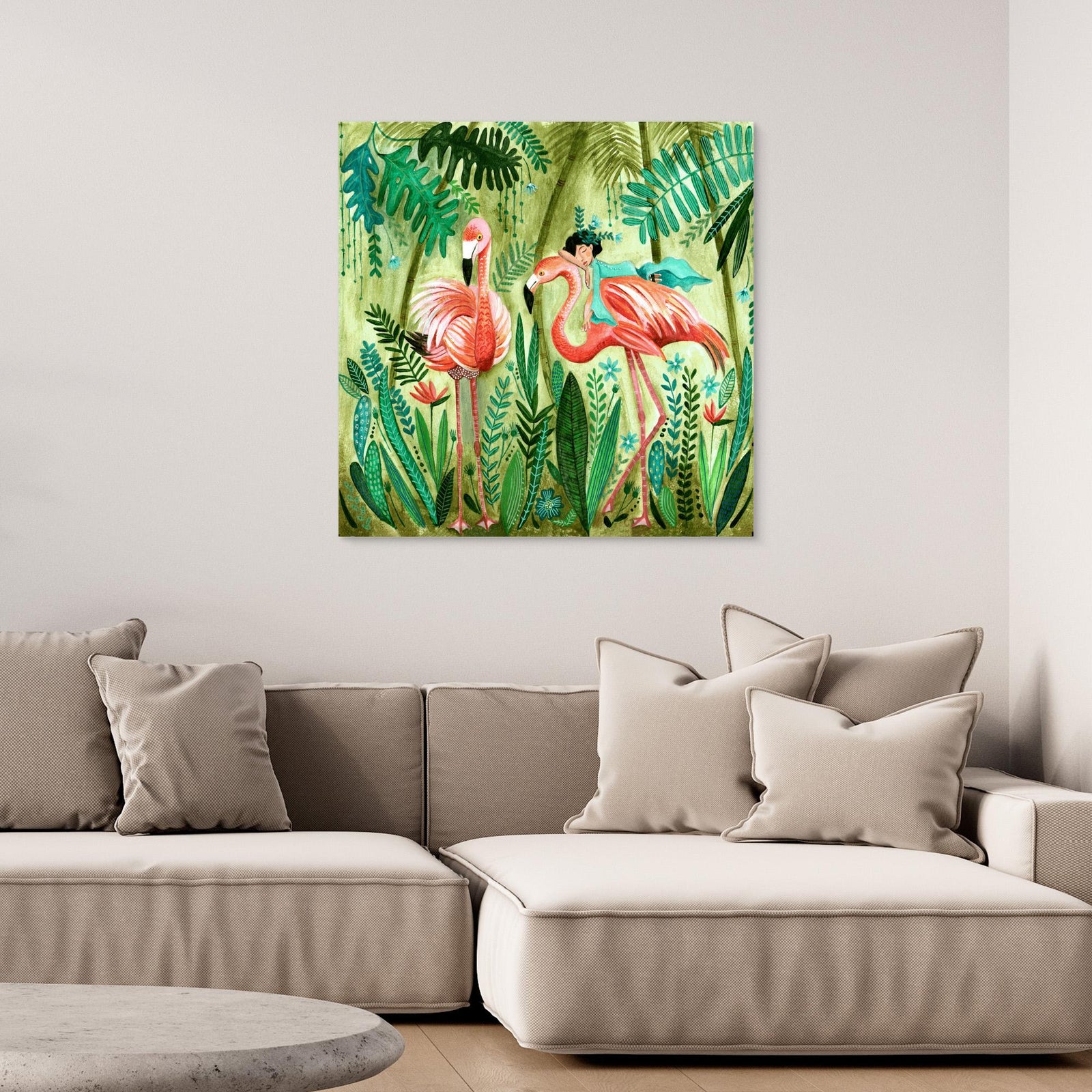 Canvas Print - Flamingo Jungle by Caroline Bonne Müller