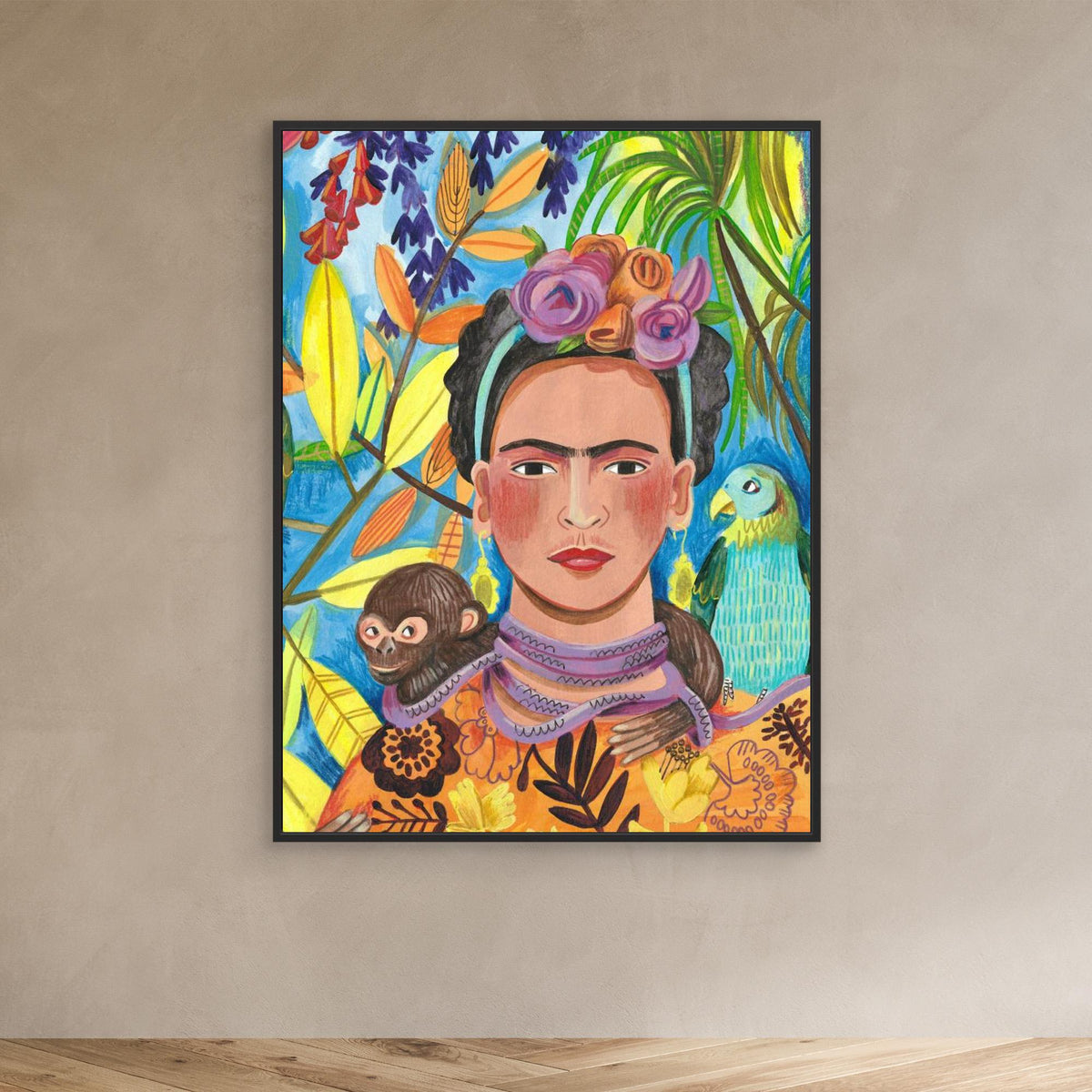 Canvas Print - Frida and her Parrots by Caroline Bonne Müller