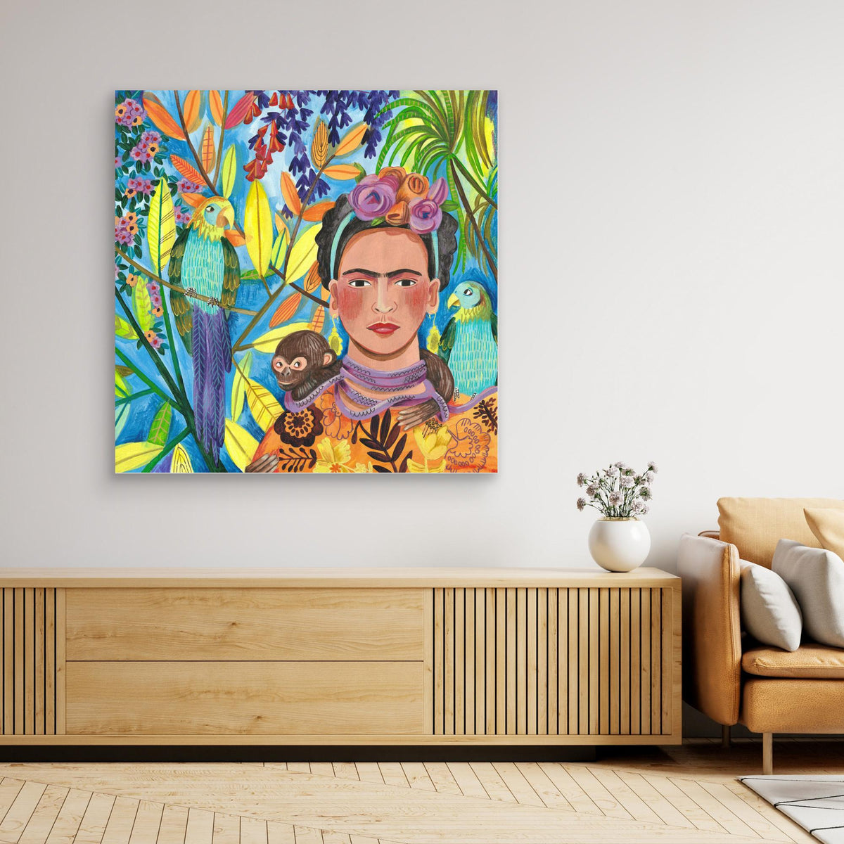 Canvas Print - Frida and her Parrots by Caroline Bonne Müller