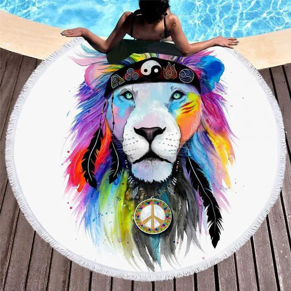 King Of The Tao Round Beach Towel