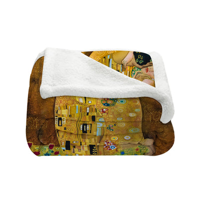 Gustav Klimt The Kiss Soft Sherpa Blanket