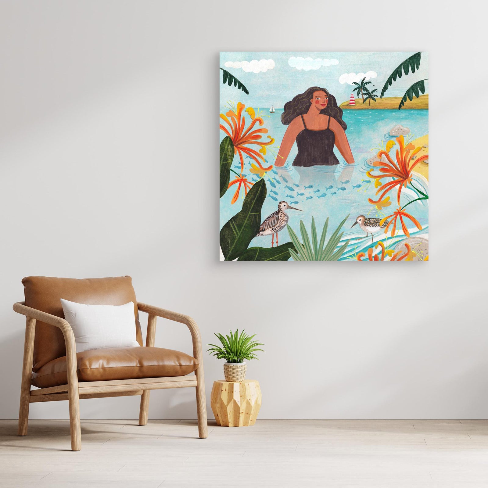 Canvas Print - Walking in the Sea by Caroline Bonne Müller