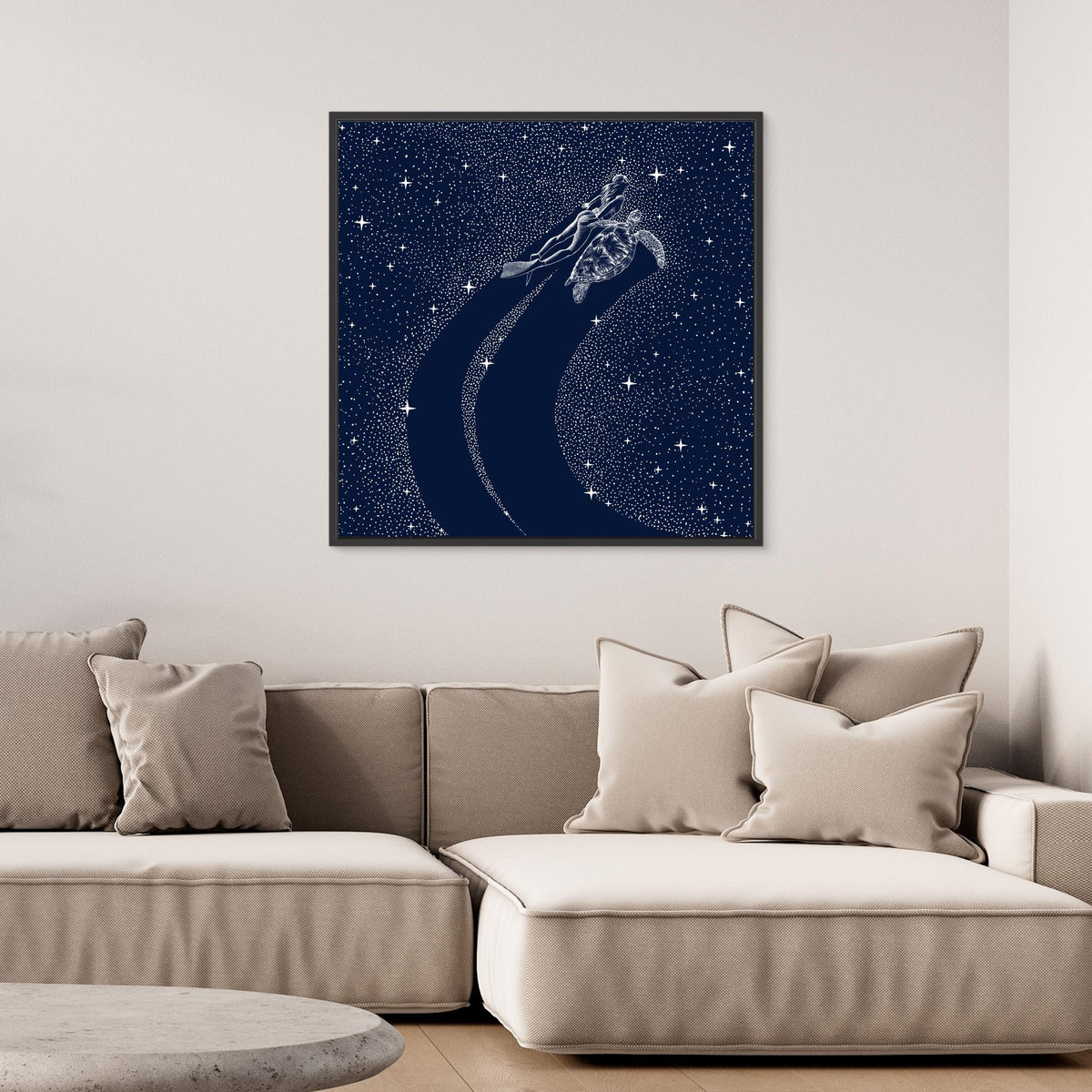 Canvas Print - Starry Turtle and Diver by Alirıza çakir