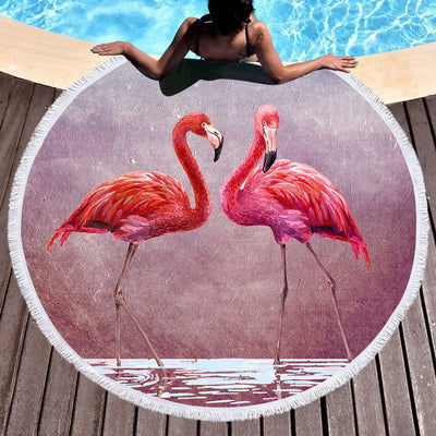 Ladies In Pink Round Beach Towel