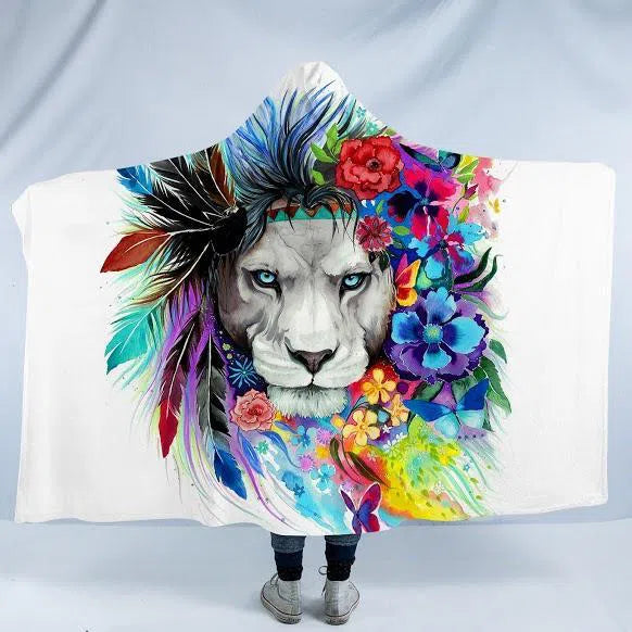 Lazy Lion Vibes Cozy Hooded Blanket