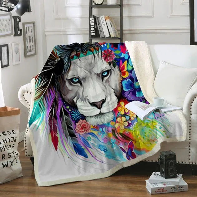 Lazy Lion Vibes Soft Sherpa Blanket