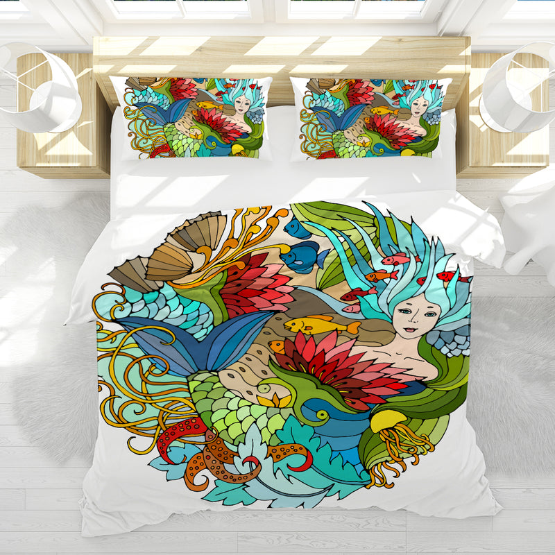 The Happy Mermaid Reversible Bedcover Set