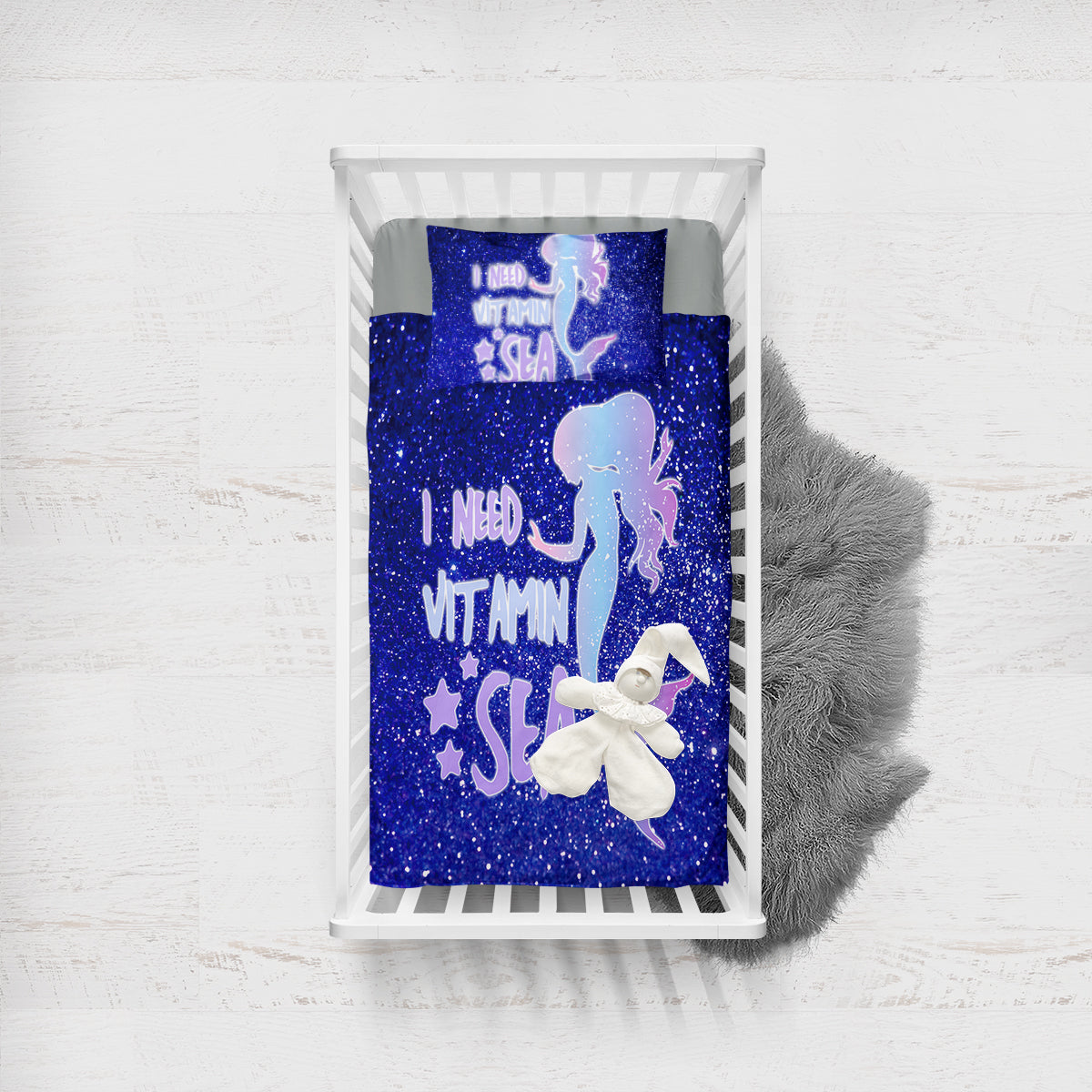 Mermaid-themed cot bedding and pillow case 