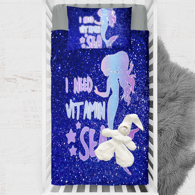Mermaid-themed cot bedding and pillow case 