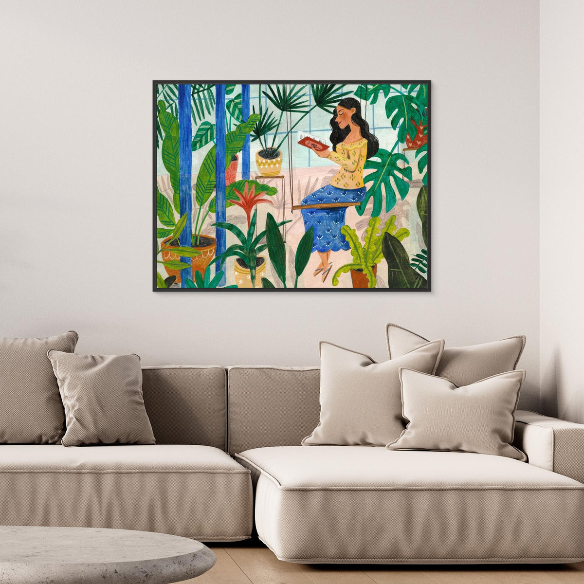 Canvas Print - Reading in the Tropical Greenhouse by Caroline Bonne Müller