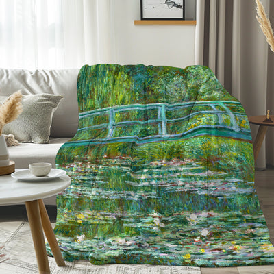 Claude Monet The Water Lily Pond Flannel Fleece Blanket