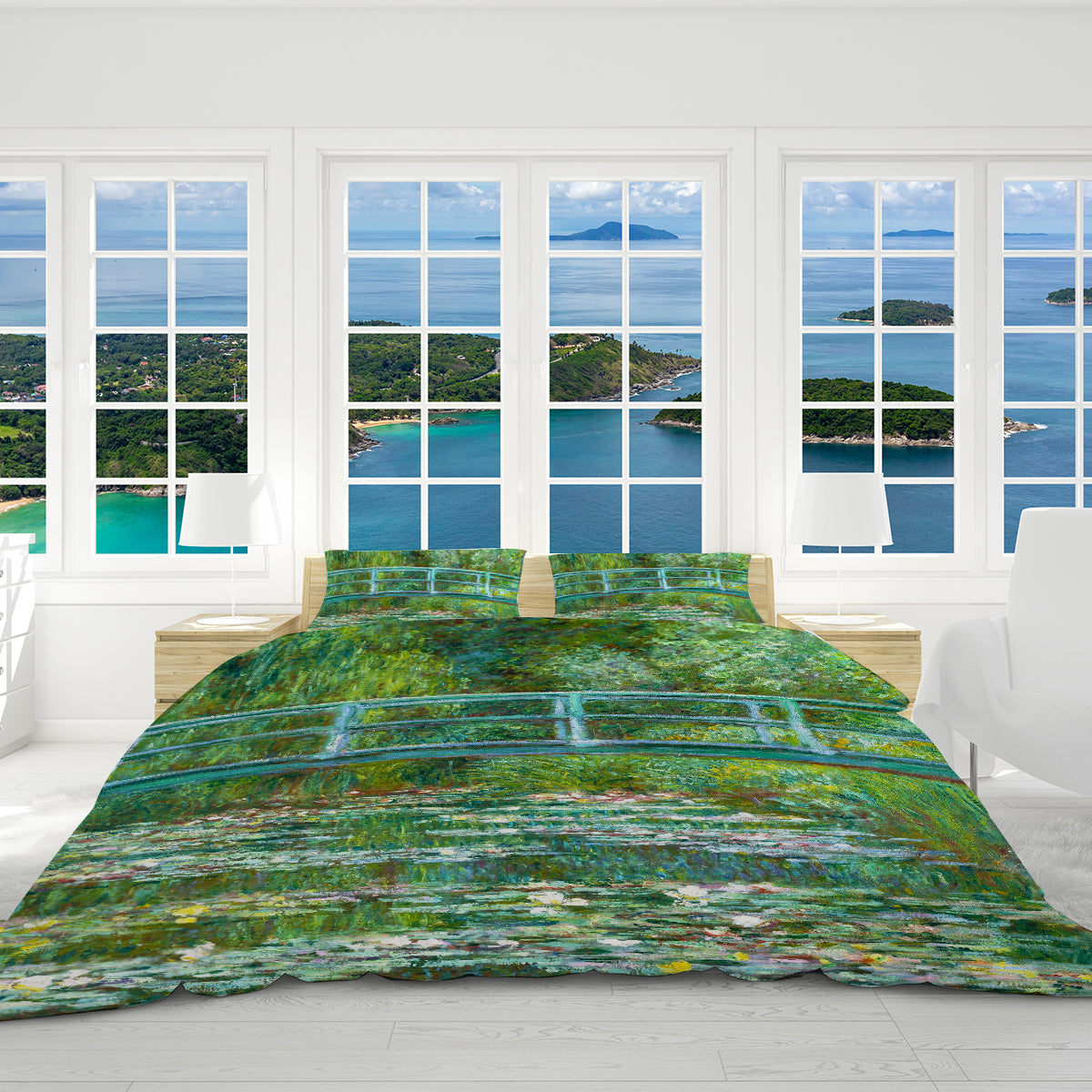 Claude Monet Water Lily Pond Reversible Bed Cover Set