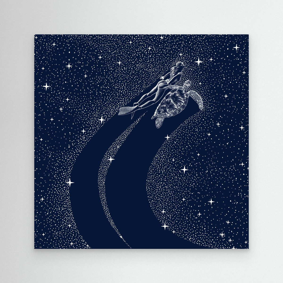 Canvas Print - Starry Turtle and Diver by Alirıza çakir