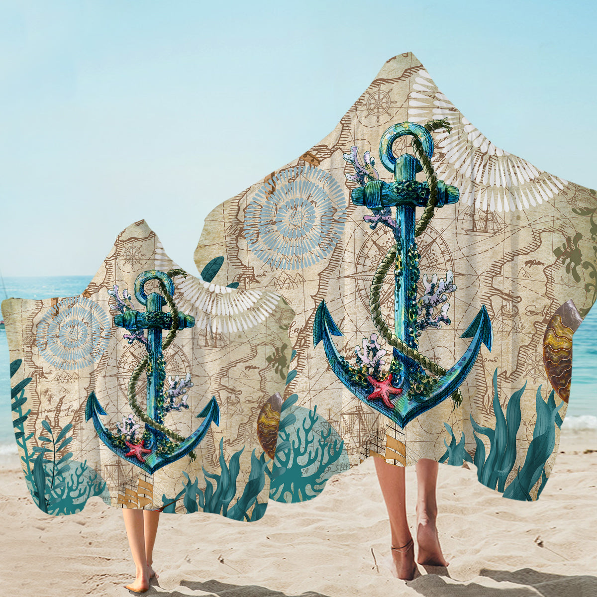 Anchor Love Hooded Towel