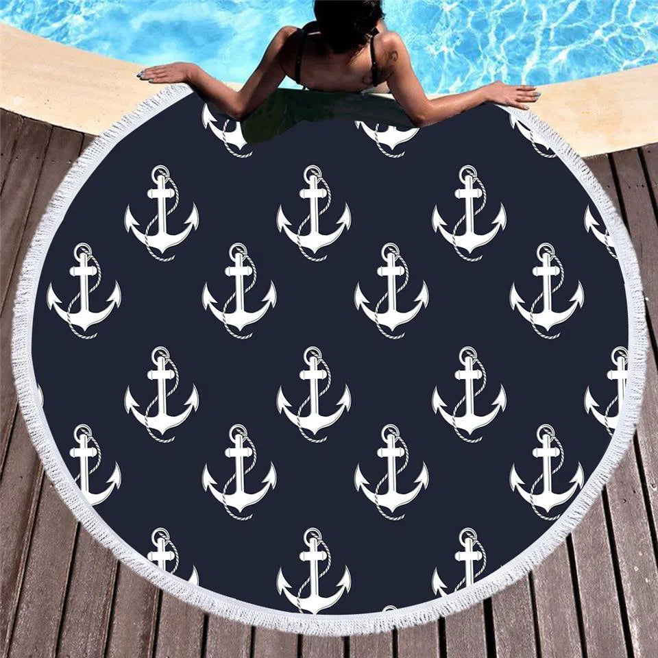 Nautical Passion Round Beach Towel