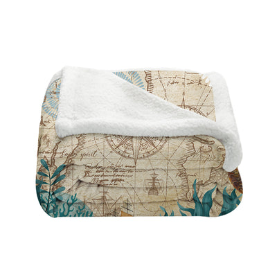 Nautical Chart Soft Sherpa Blanket