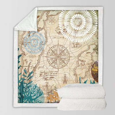 Nautical Chart Bedspread Blanket