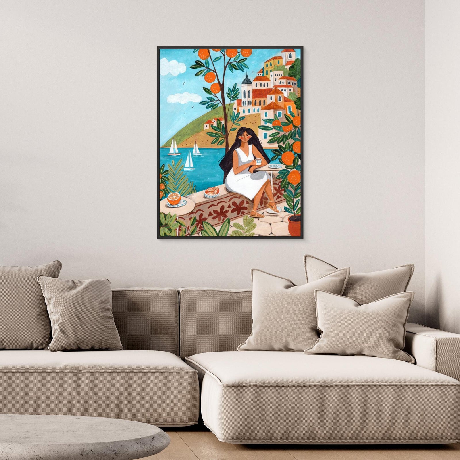 Canvas Print - Woman on the Mediterranean Coast by Caroline Bonne Müller