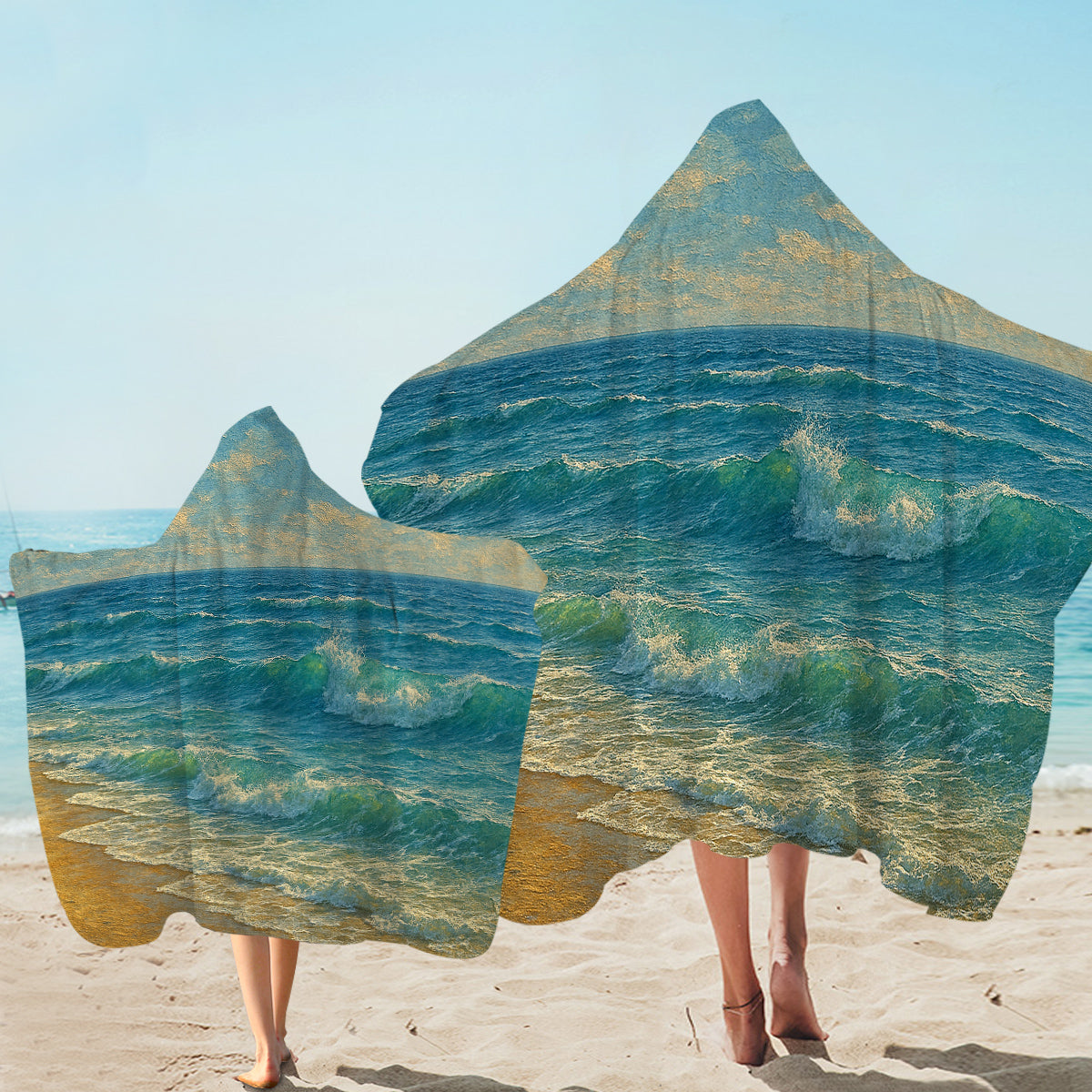 Ocean Painting Hooded Towel