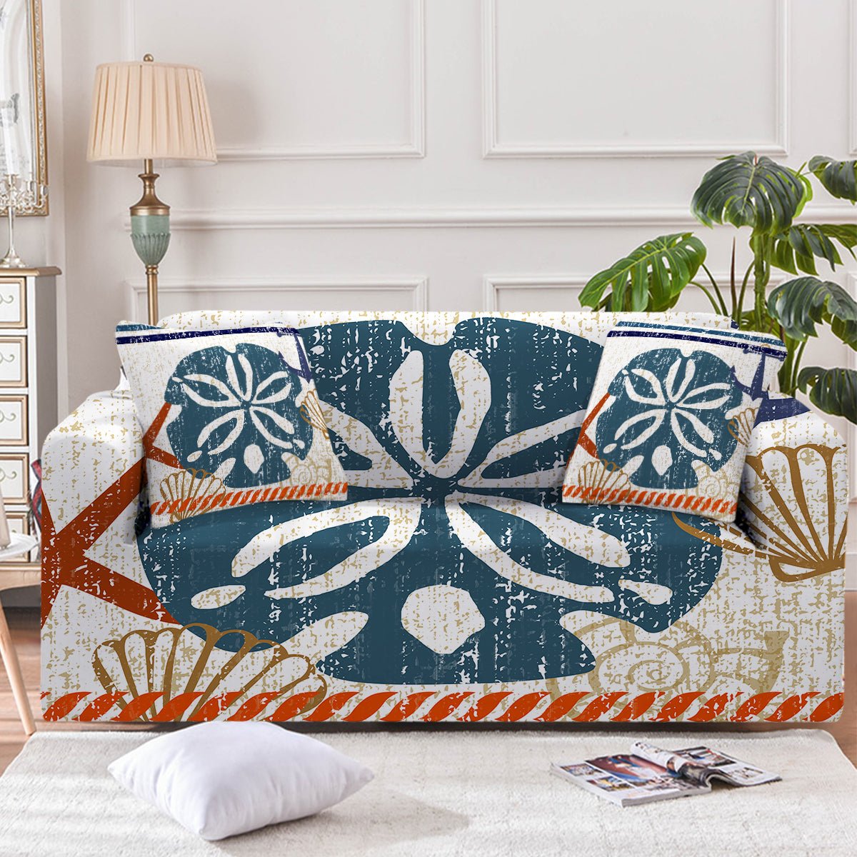 Beachy Sand Dollar Couch Cover