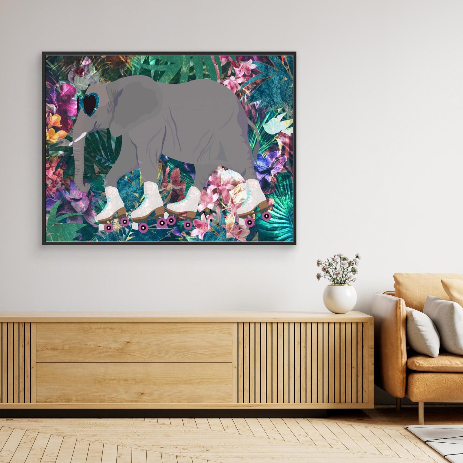 Canvas Print - Elephant Rollerskating in the Jungle by Sarah Manovski