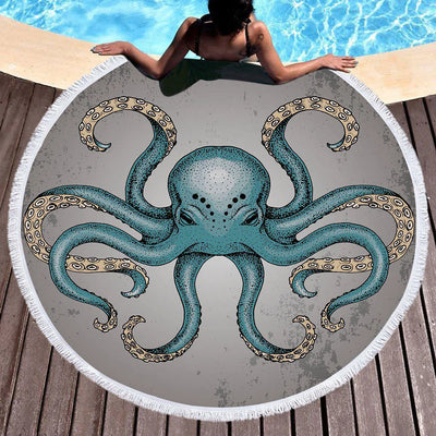 Octopoda Round Beach Towel