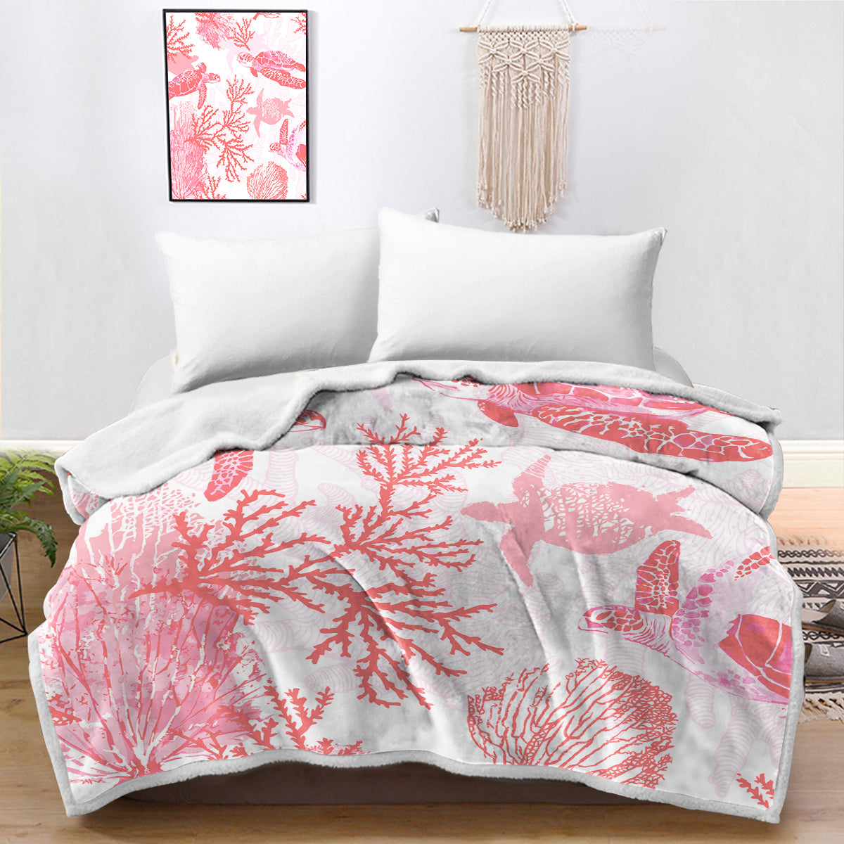 Red Coral Wonders Bedspread Blanket