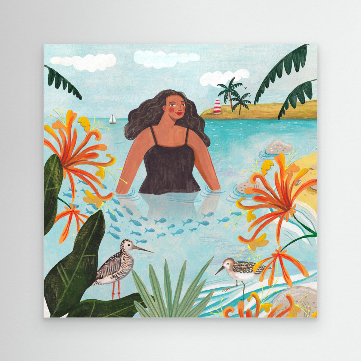 Canvas Print - Walking in the Sea by Caroline Bonne Müller