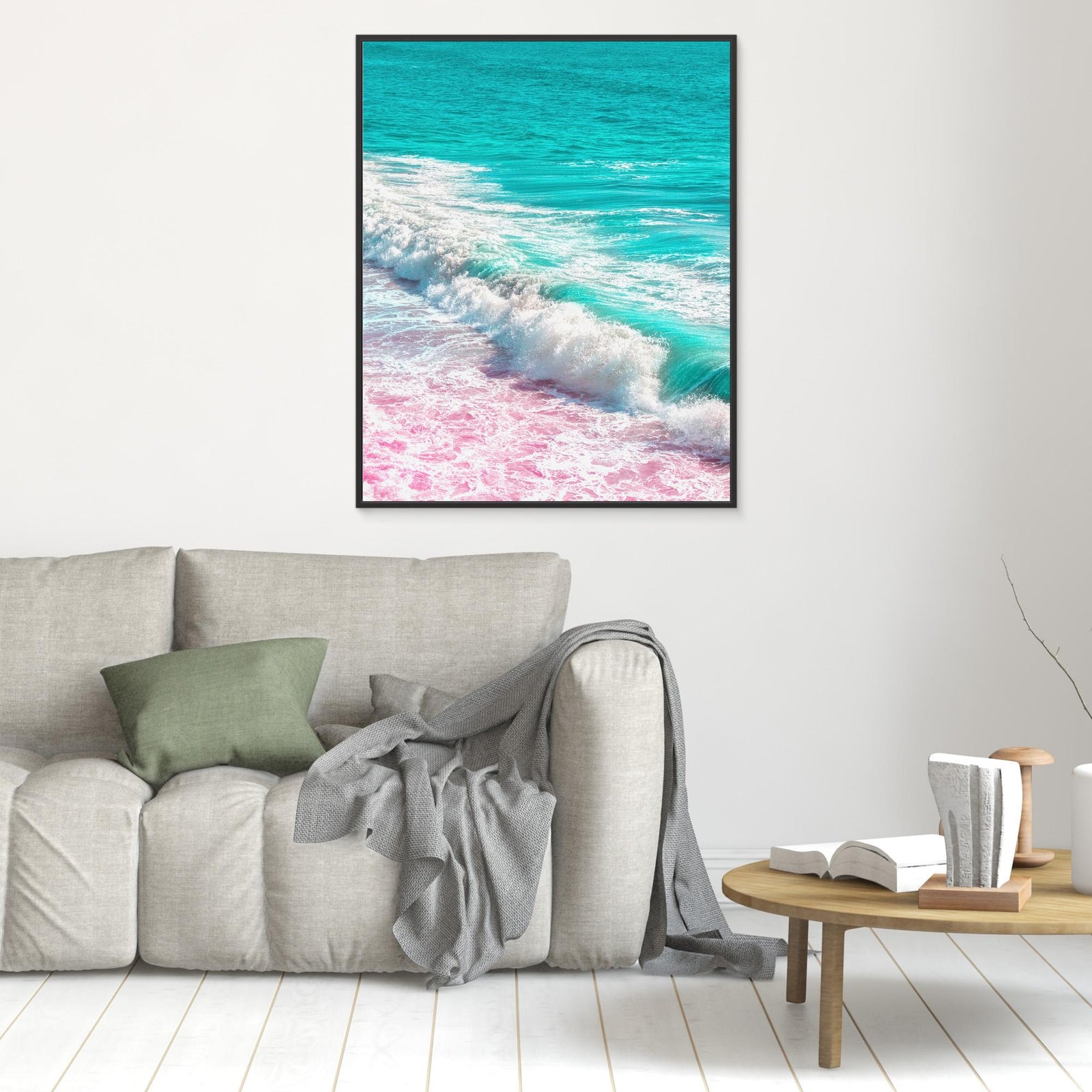Canvas Print - Waves Crashing in Pink and Blue by Tom Windeknecht