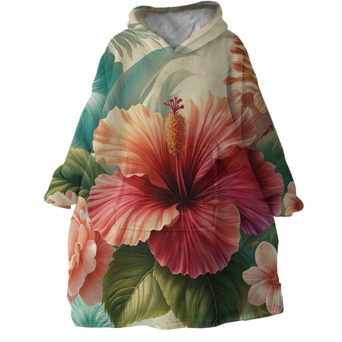 Hibiscus Flower Wearable Blanket Hoodie