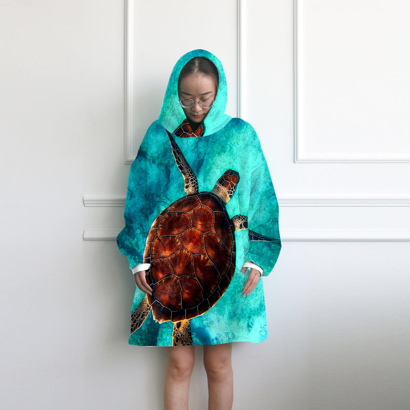 Sea Turtle Vibes Wearable Blanket Hoodie