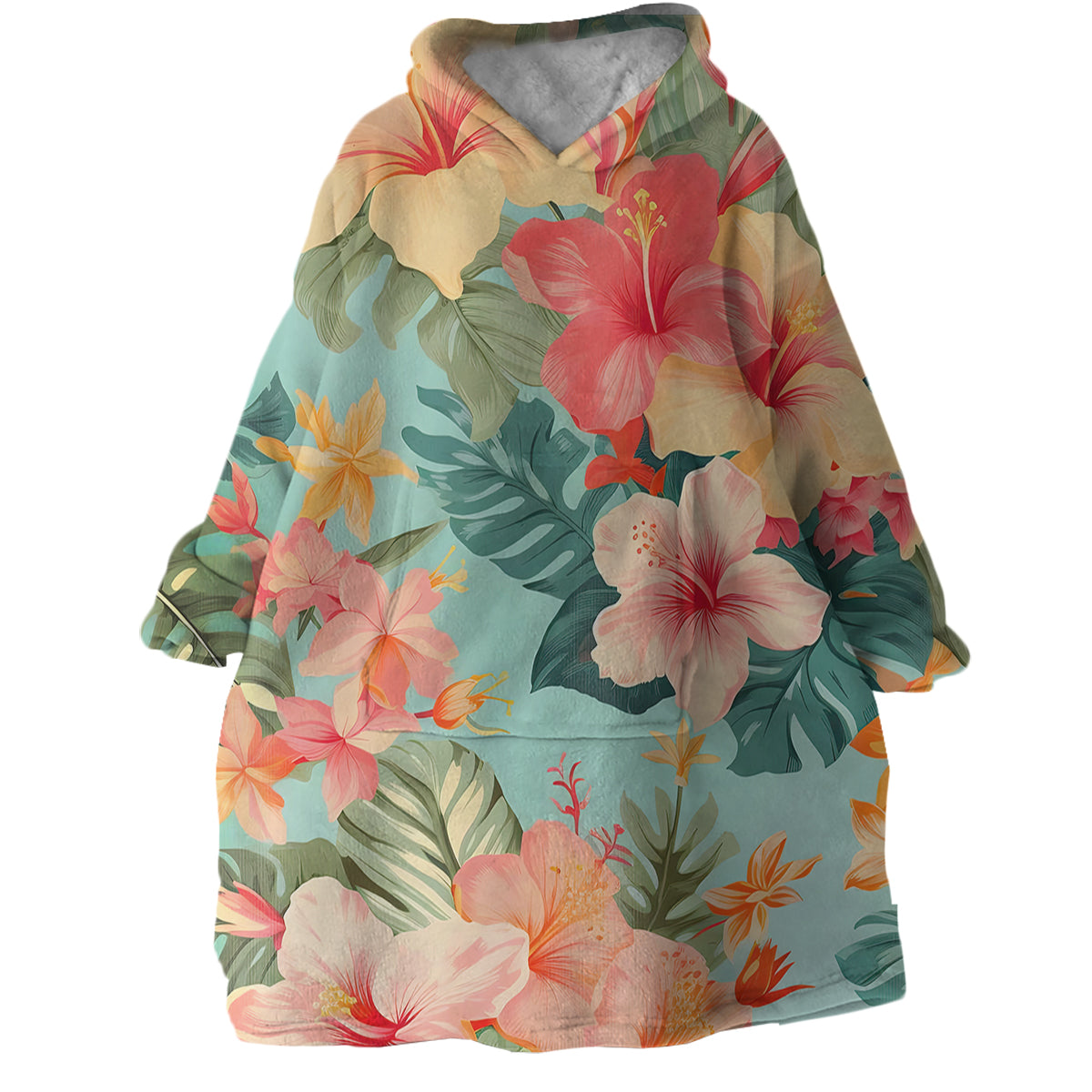 Hibiscus Passion Wearable Blanket Hoodie