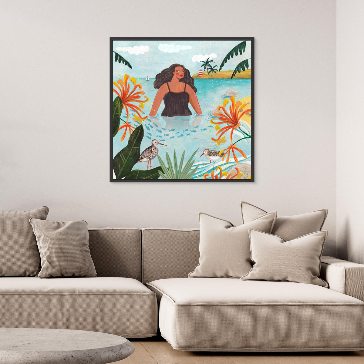 Canvas Print - Walking in the Sea by Caroline Bonne Müller