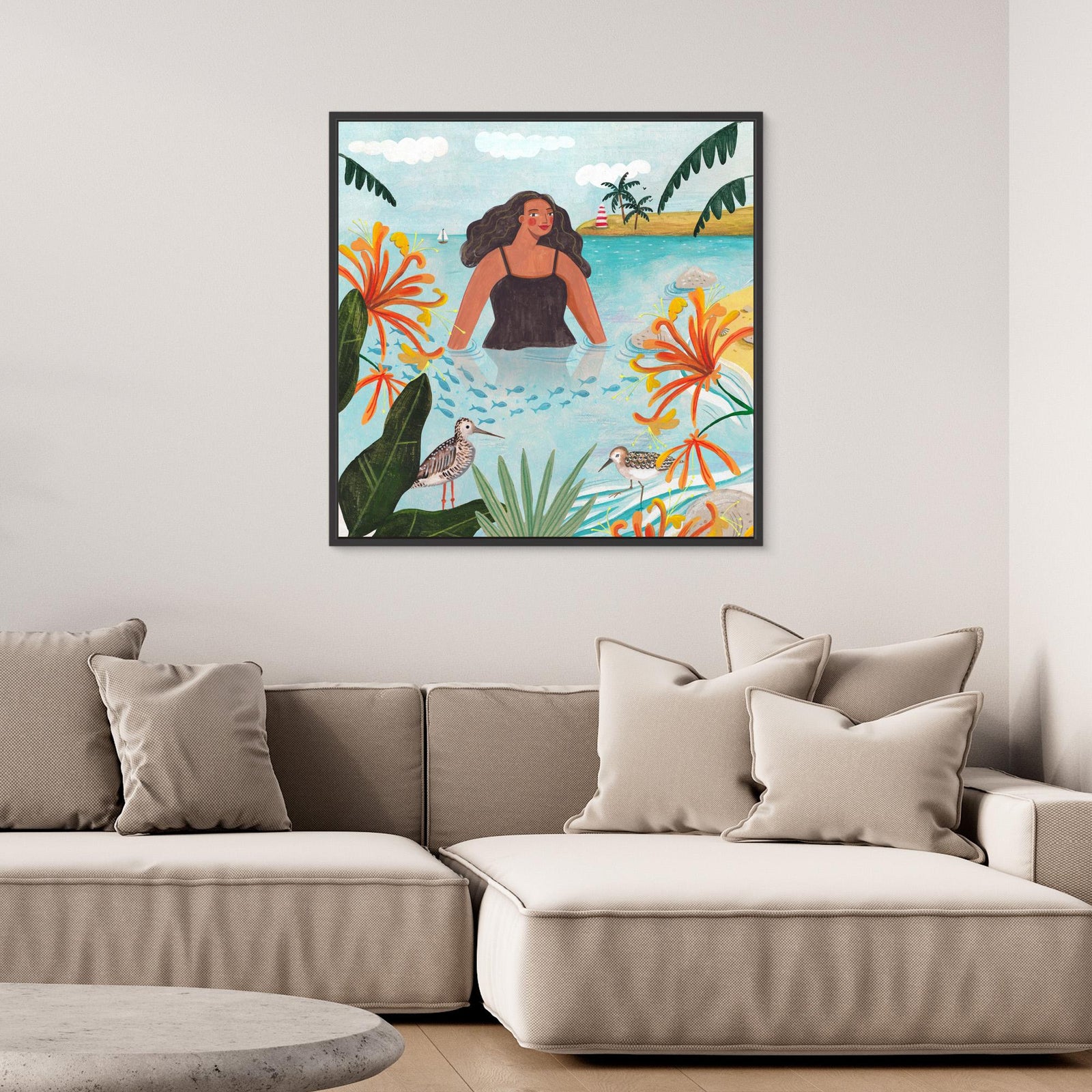 Canvas Print - Walking in the Sea by Caroline Bonne Müller