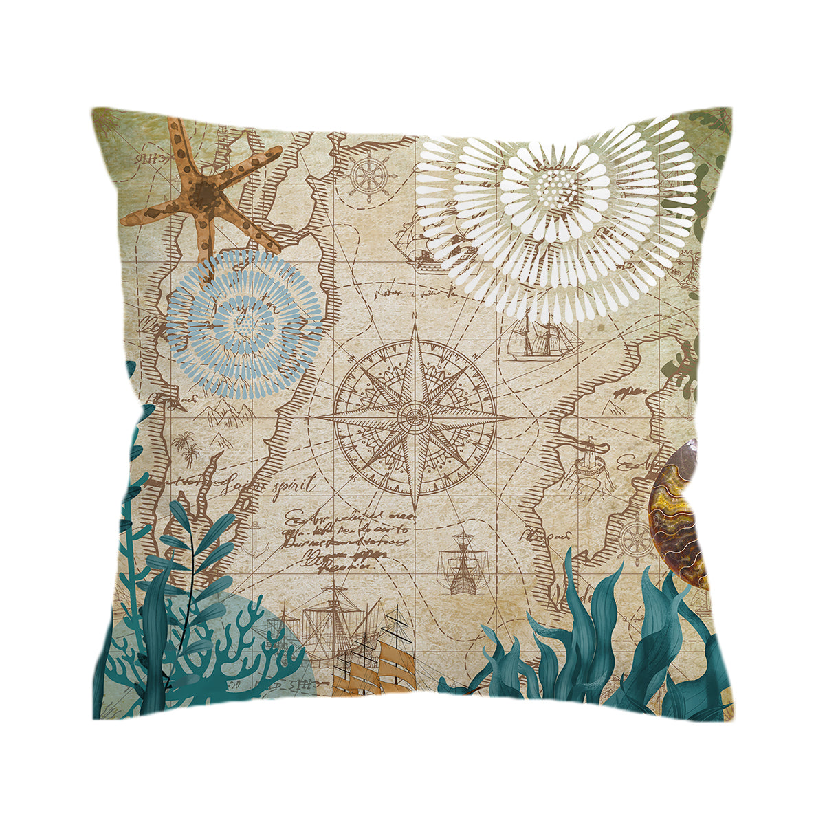 Nautical Chart Comforter with Shams and Pillow Cover