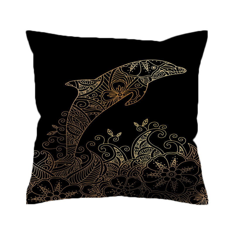 The Golden Dolphin Pillow Cover