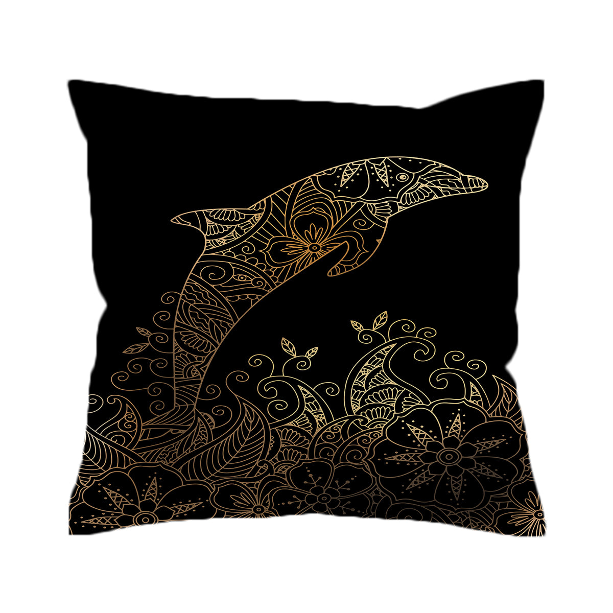 The Golden Dolphin Pillow Cover