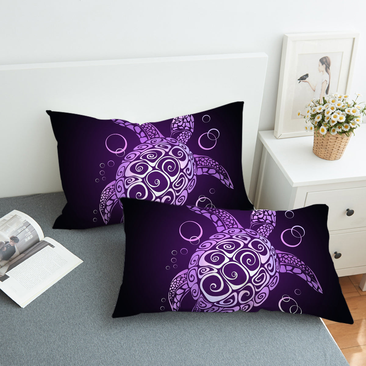 The Purple Turtle Twist Comforter with Shams and Pillow Cover
