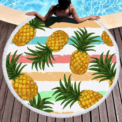 Pineapple Party Round Beach Towel