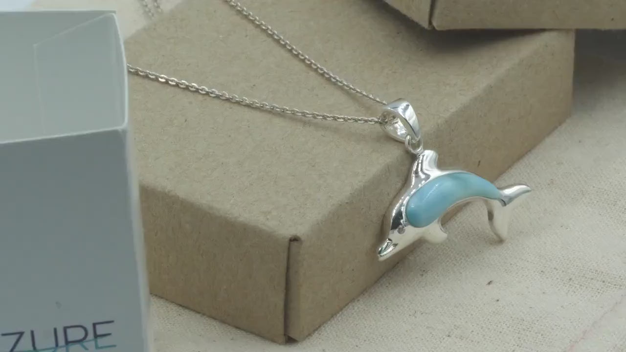 Larimar Dolphin Pendant Necklace
