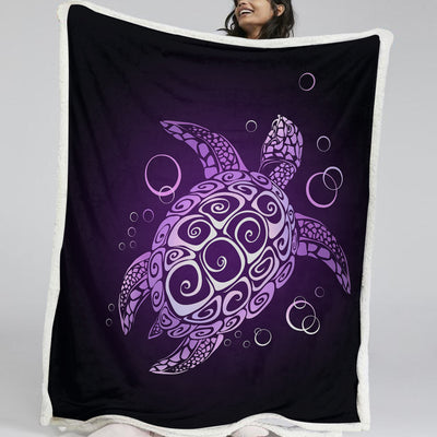 The Purple Turtle Twist Soft Sherpa Blanket