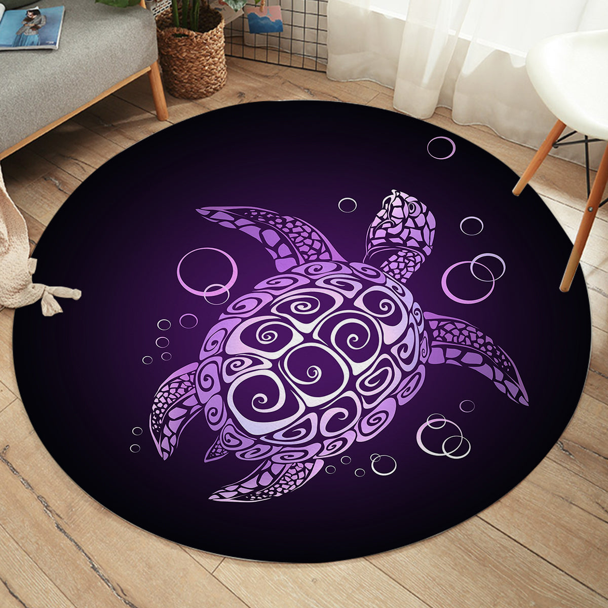 The Purple Turtle Twist Round Area Rug