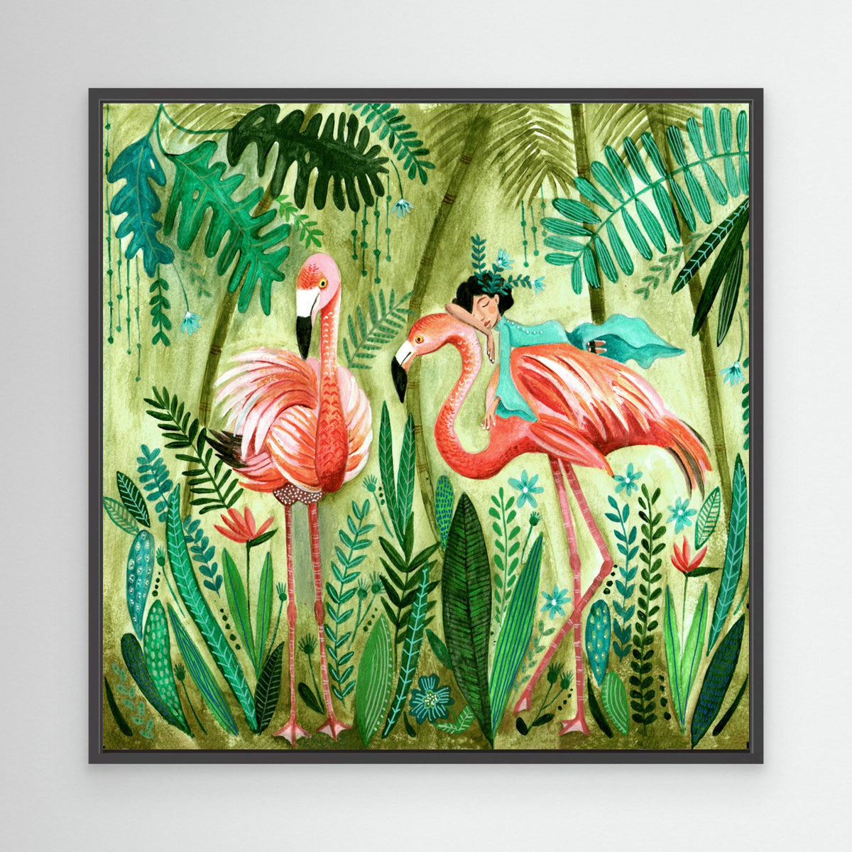 Canvas Print - Flamingo Jungle by Caroline Bonne Müller