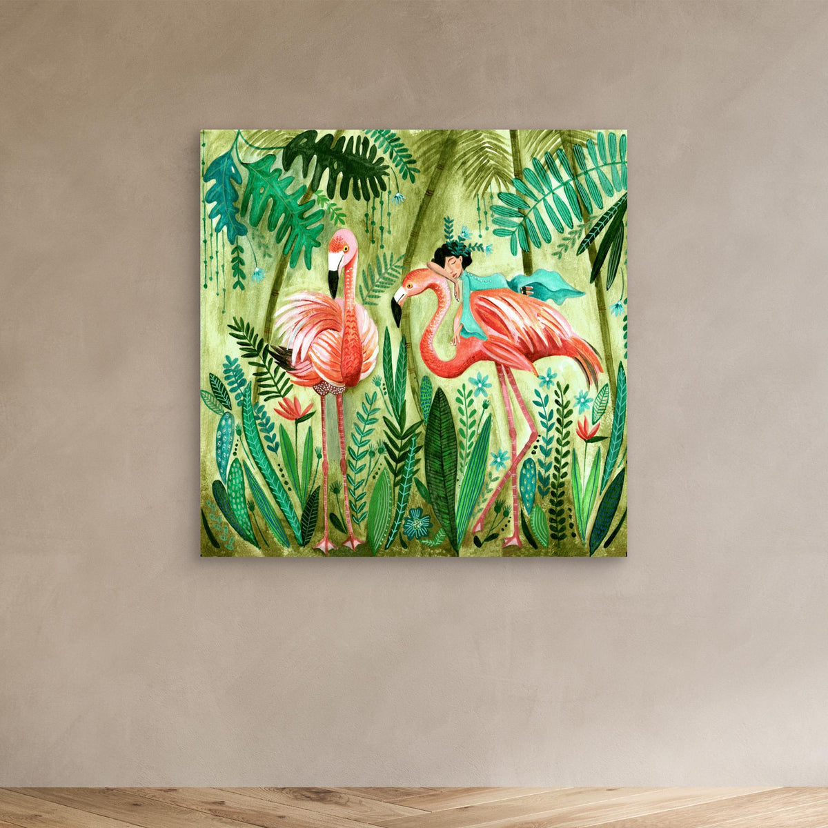 Canvas Print - Flamingo Jungle by Caroline Bonne Müller