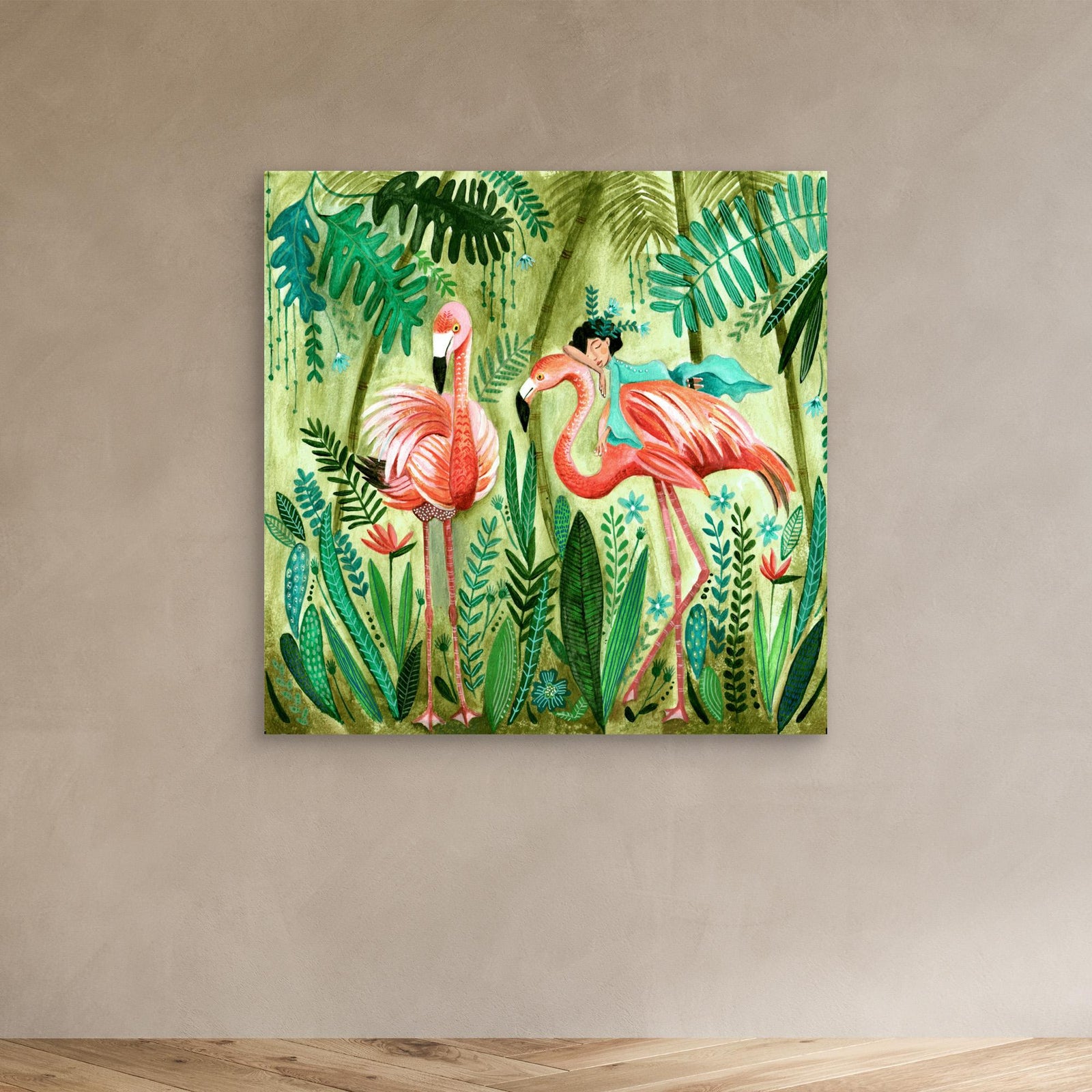 Canvas Print - Flamingo Jungle by Caroline Bonne Müller