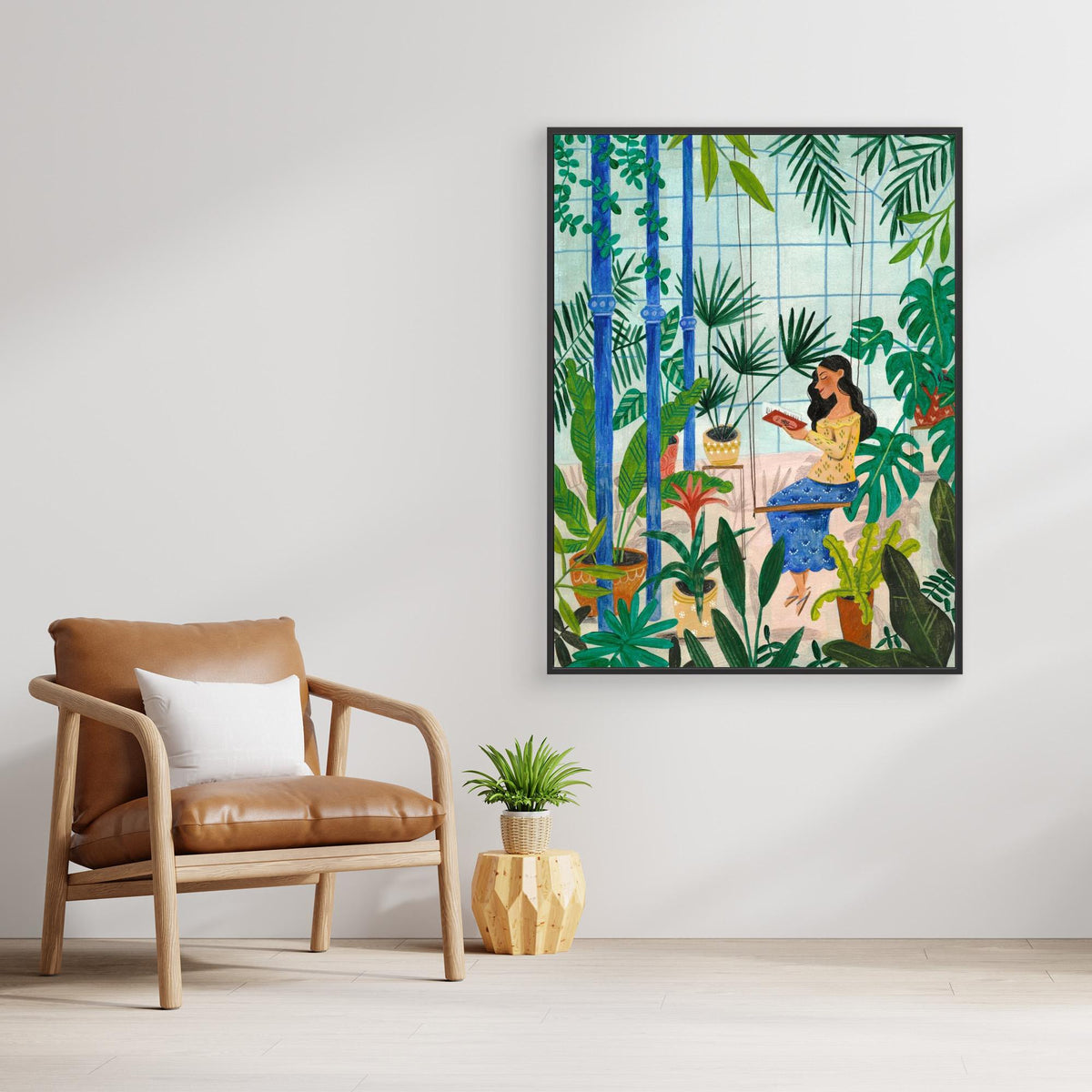 Canvas Print - Reading in the Plant Greenhouse by Caroline Bonne Müller