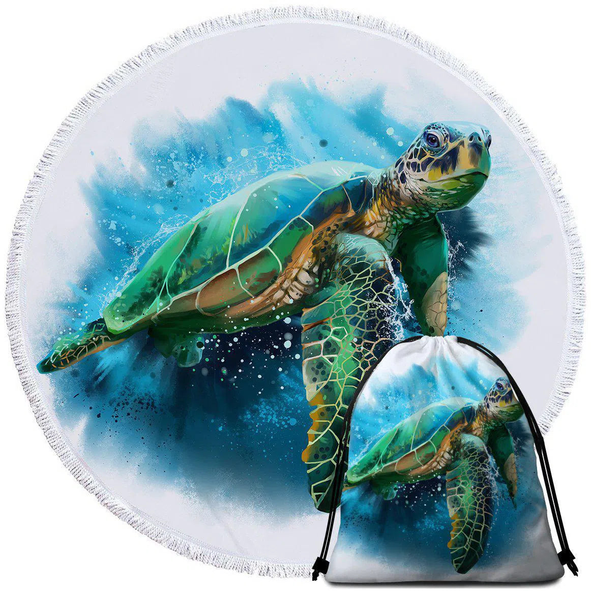 Round Beach Towel Backpack Sea Turtle by Coastal Passion