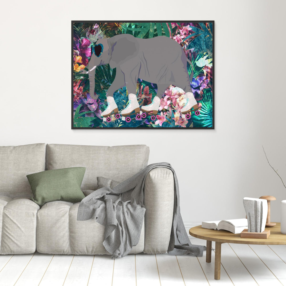Canvas Print - Elephant Rollerskating in the Jungle by Sarah Manovski